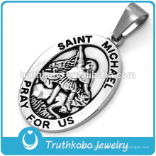 Argent pendentif en acier inoxydable 316 Christ pendentif Européen Saints Religieux Michael Collier